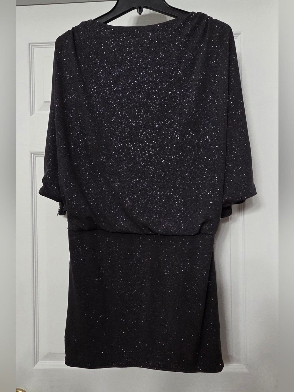 Betsy & Adam Black Sparkle Split-Sleeve Cocktail Dress Size 4 - Picture 10 of 14